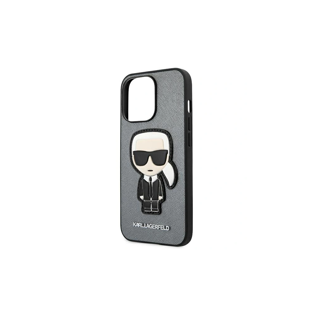 Etui Karl Lagerfeld KLHCP13LOKPG Apple iPhone 13 Pro srebrny/silver hardcase Saffiano Ikonik Karl`s Patch