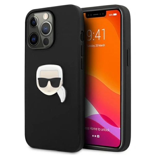 Kup Case Karl Lagerfeld KLHCP13LPKMK Apple iPhone 13 Pro schwarz/black hardcase Leder Ikonik Karls Kopf Metall - KLD711BLK - {ean13} - Sklep Home Screen
