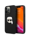 Case Karl Lagerfeld KLHCP13LPKMK Apple iPhone 13 Pro schwarz/black hardcase Leder Ikonik Karls Kopf Metall