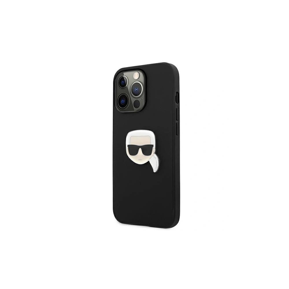 Etui Karl Lagerfeld KLHCP13LPKMK Apple iPhone 13 Pro czarny/black hardcase Leather Ikonik Karl`s Head Metal