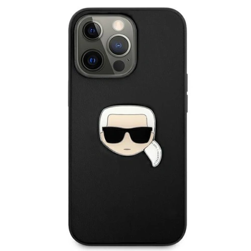 Kup Case Karl Lagerfeld KLHCP13LPKMK Apple iPhone 13 Pro schwarz/black hardcase Leder Ikonik Karls Kopf Metall - KLD711BLK - {ean13} - Sklep Home Screen