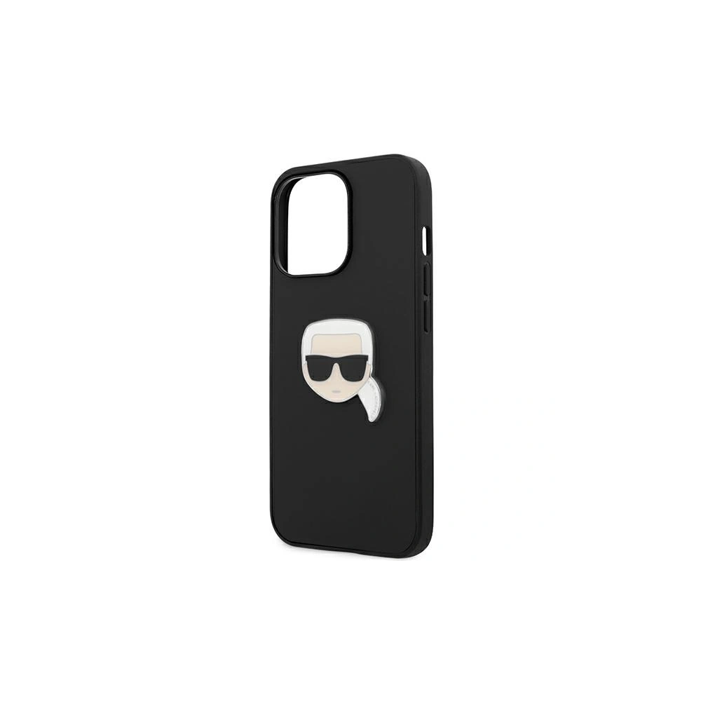 Etui Karl Lagerfeld KLHCP13LPKMK Apple iPhone 13 Pro czarny/black hardcase Leather Ikonik Karl`s Head Metal