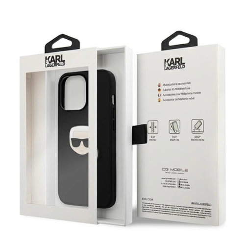 Kup Case Karl Lagerfeld KLHCP13LPKMK Apple iPhone 13 Pro schwarz/black hardcase Leder Ikonik Karls Kopf Metall - KLD711BLK - {ean13} - Sklep Home Screen