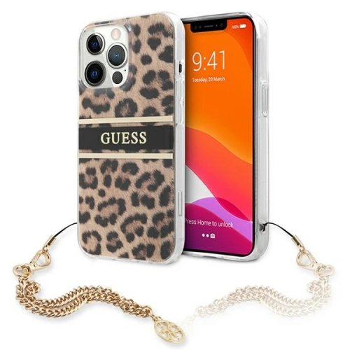 Buy Guess GUHCP13LKBSLEO Apple iPhone 13 Pro Leopard hardcase Gold Chain - GUE1356 - {ean13} - Home Screen Store Europe