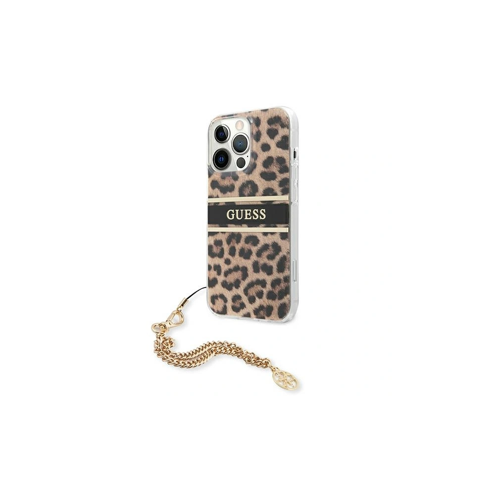 Etui Guess GUHCP13LKBSLEO Apple iPhone 13 Pro Leopard hardcase Gold Chain
