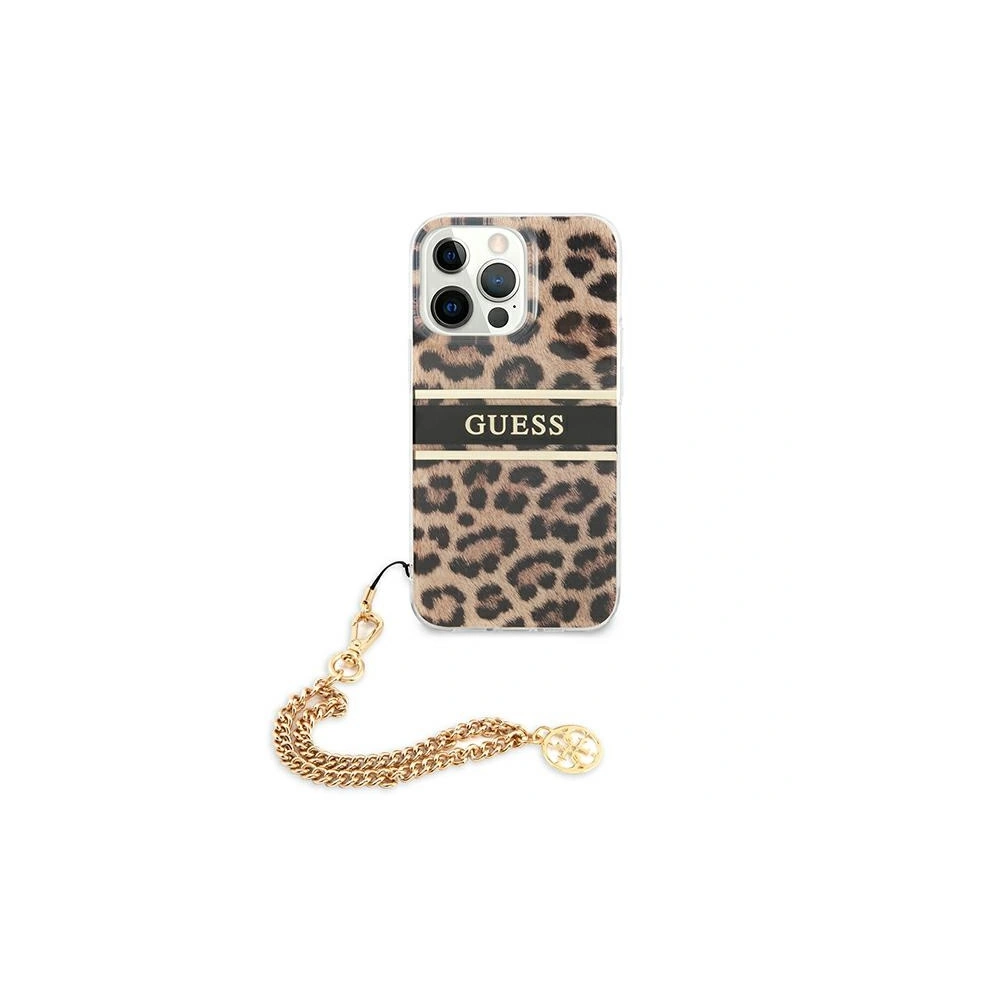 Etui Guess GUHCP13LKBSLEO Apple iPhone 13 Pro Leopard hardcase Gold Chain