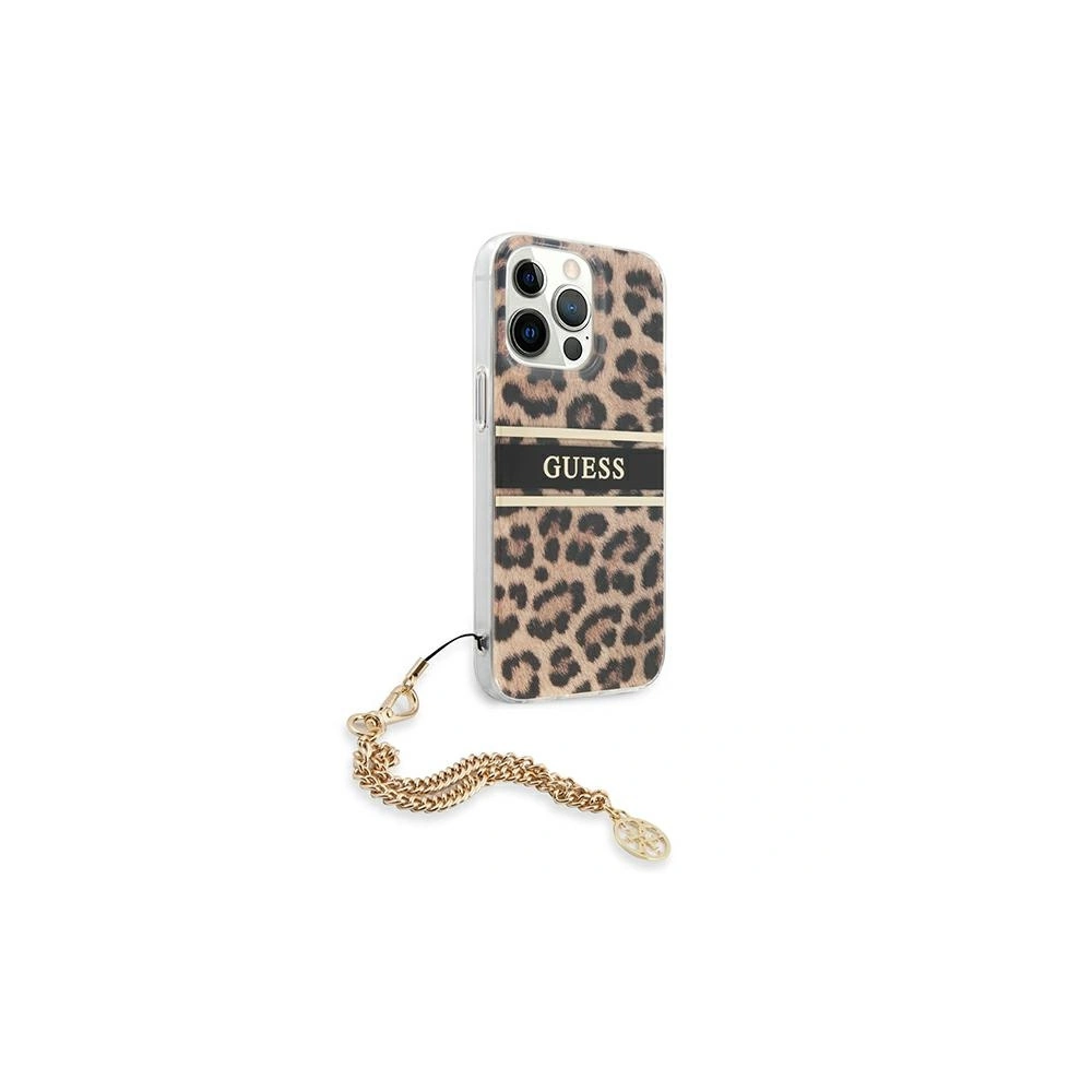 Etui Guess GUHCP13LKBSLEO Apple iPhone 13 Pro Leopard hardcase Gold Chain