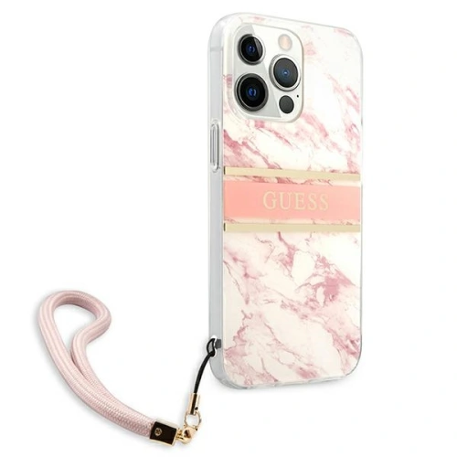 Kup Etui Guess GUHCP13LKMABPI Apple iPhone 13 Pro różowy/pink hardcase Marble Strap Collection - GUE1357PNK - {ean13} - Sklep Home Screen