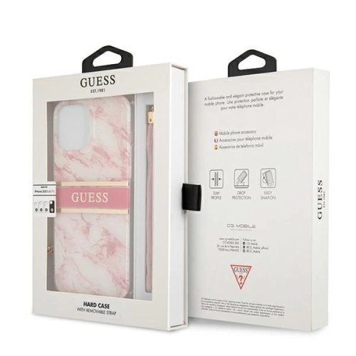 Kup Etui Guess GUHCP13LKMABPI Apple iPhone 13 Pro różowy/pink hardcase Marble Strap Collection - GUE1357PNK - {ean13} - Sklep Home Screen
