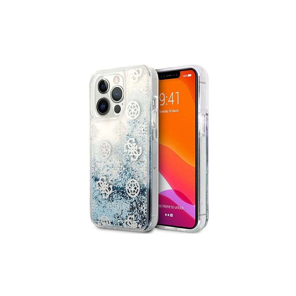 Etui Guess GUHCP13LLGPEBL Apple iPhone 13 Pro niebieski/blue hardcase Peony Liquid Glitter