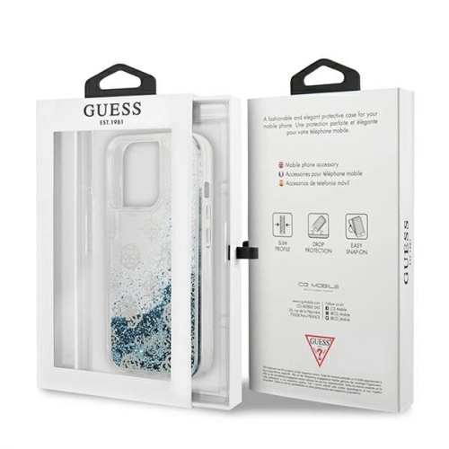Kup Etui Guess GUHCP13LLGPEBL Apple iPhone 13 Pro albastru/blue hardcase Peony Liquid Glitter - GUE1358BLU - {ean13} - Sklep Home Screen