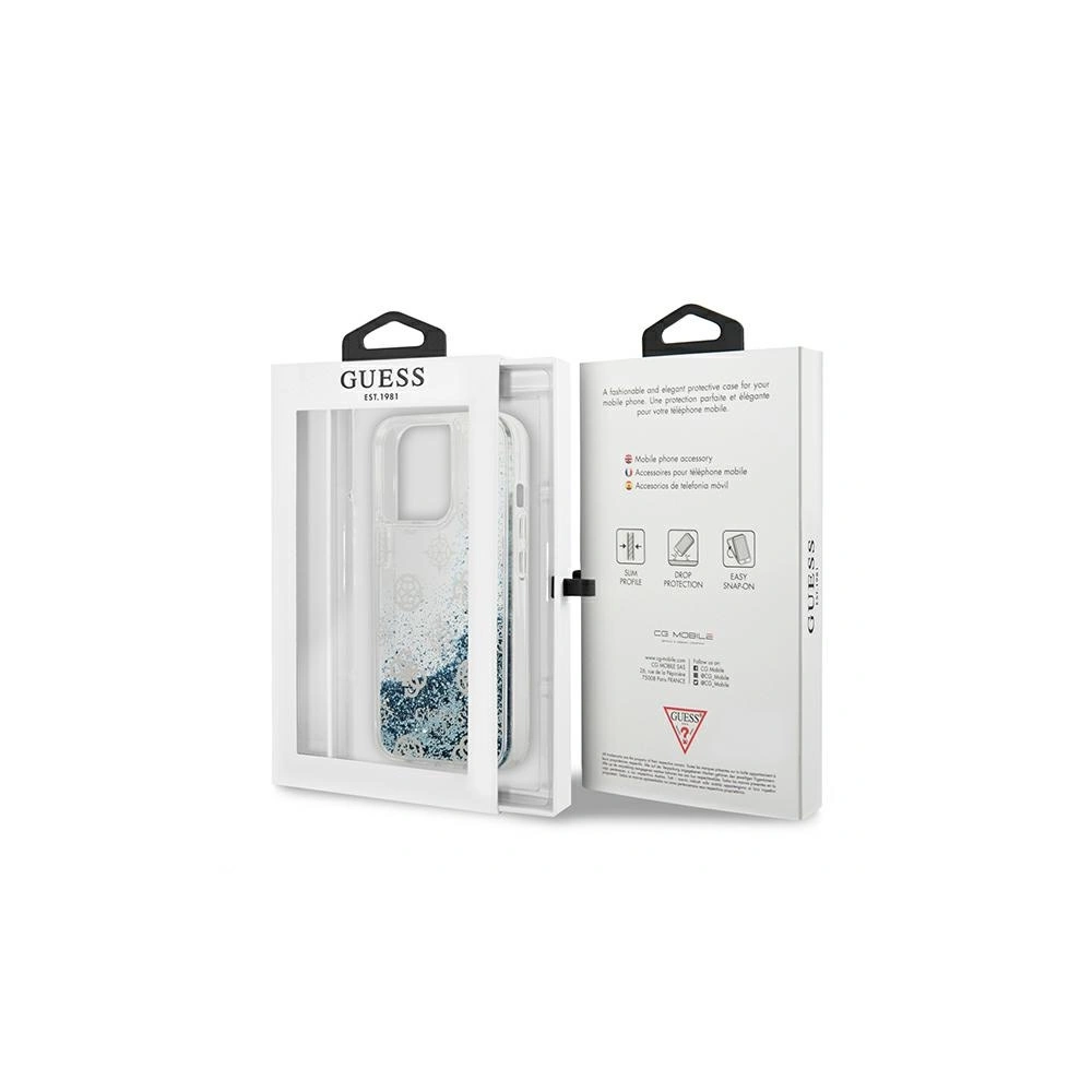 Etui Guess GUHCP13LLGPEBL Apple iPhone 13 Pro niebieski/blue hardcase Peony Liquid Glitter