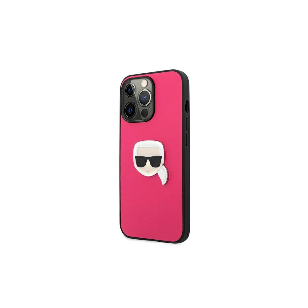 Etui Karl Lagerfeld KLHCP13LPKMP Apple iPhone 13 Pro różowy/pink hardcase Leather Ikonik Karl`s Head Metal