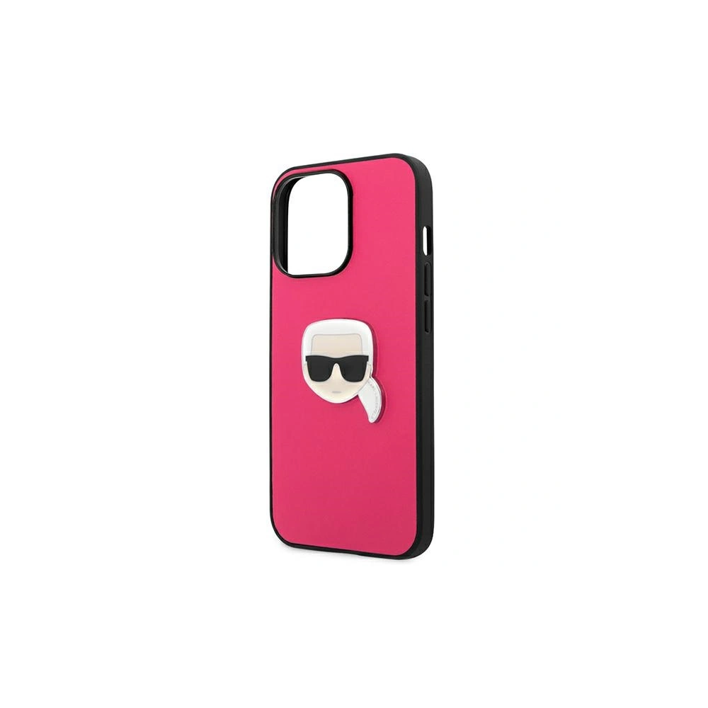 Etui Karl Lagerfeld KLHCP13LPKMP Apple iPhone 13 Pro różowy/pink hardcase Leather Ikonik Karl`s Head Metal