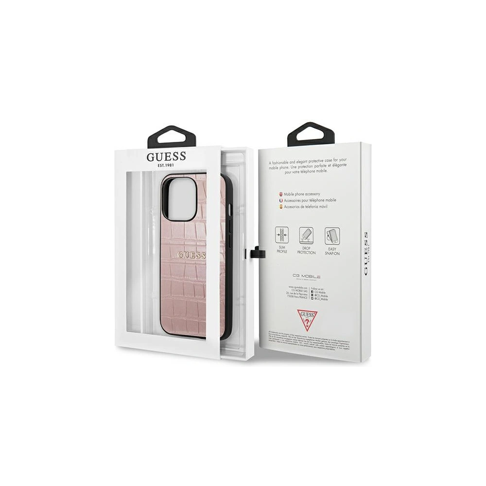 Etui Guess GUHCP13LPCRBPI Apple iPhone 13 Pro różowy/pink Croco Strap Collection
