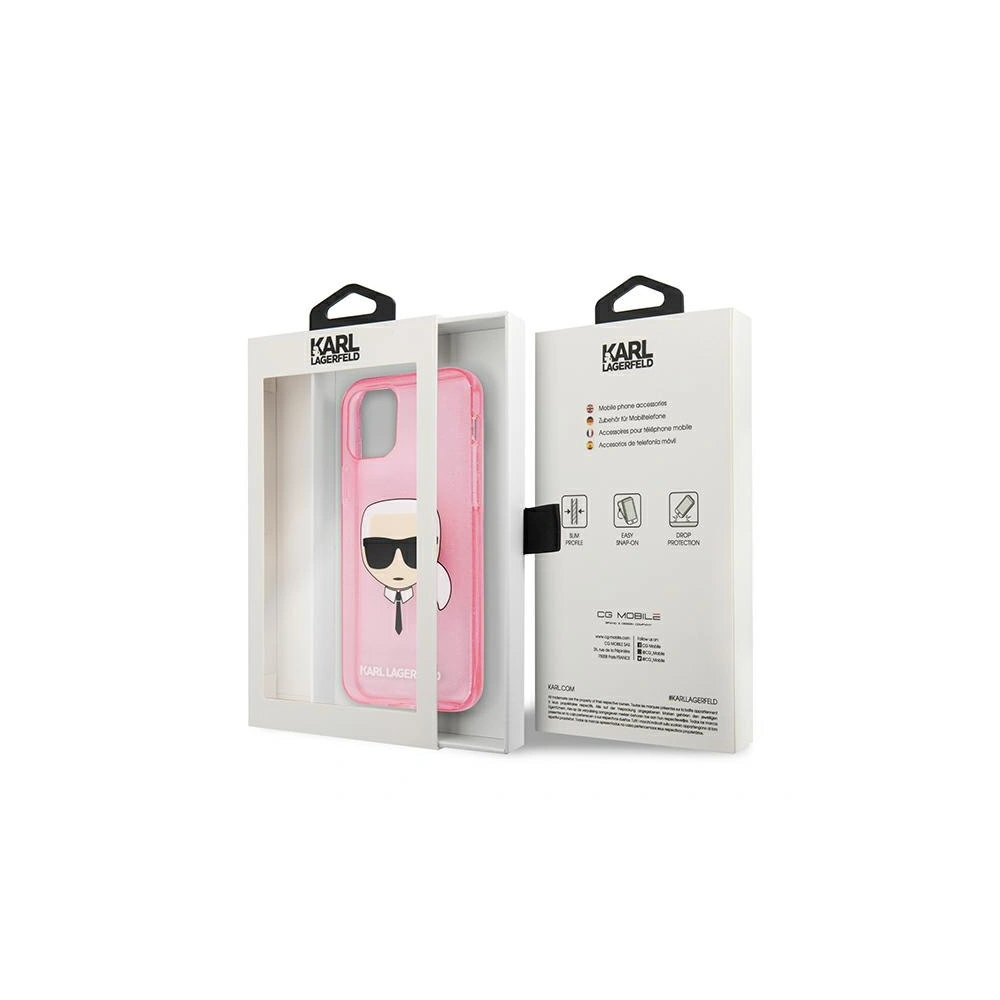 Etui Karl Lagerfeld KLHCP13MKHTUGLP Apple iPhone 13 różowy/pink hardcase Glitter Karl`s Head