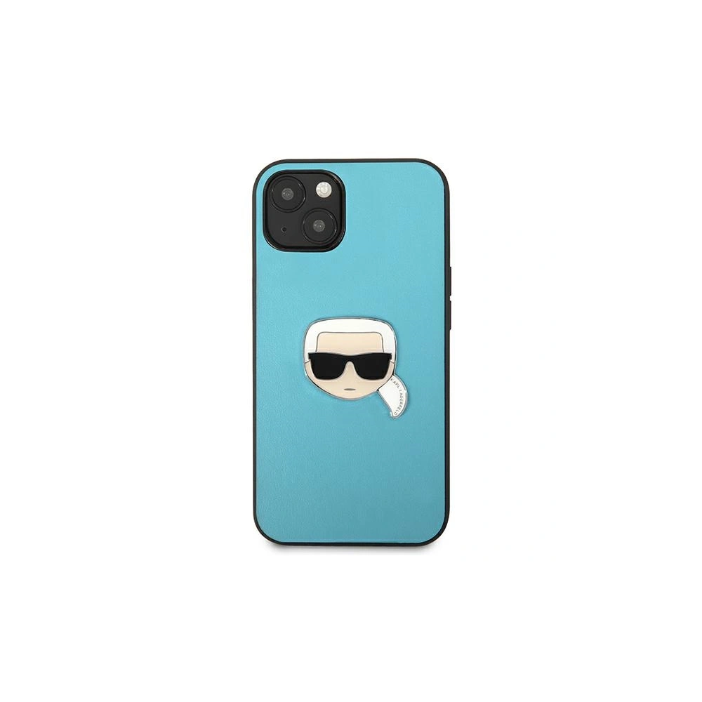Etui Karl Lagerfeld KLHCP13MPKMB Apple iPhone 13 niebieski/blue hardcase Leather Ikonik Karl`s Head Metal