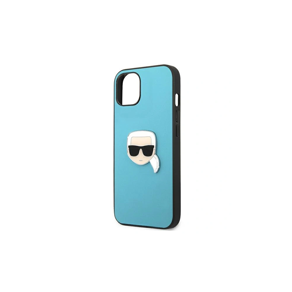 Etui Karl Lagerfeld KLHCP13MPKMB Apple iPhone 13 niebieski/blue hardcase Leather Ikonik Karl`s Head Metal
