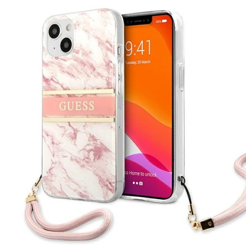 Kup Etui Guess GUHCP13MKMABPI Apple iPhone 13 rózsaszín/pink hardcase Marble Strap Collection - GUE1368PNK - {ean13} - Sklep Home Screen