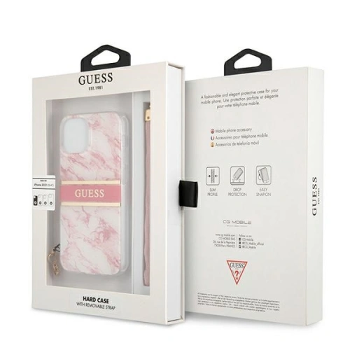 Kup Etui Guess GUHCP13MKMABPI Apple iPhone 13 różowy/pink hardcase Marble Strap Collection - GUE1368PNK - {ean13} - Sklep Home Screen