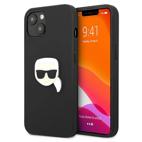 Kup Case Karl Lagerfeld KLHCP13MPKMK Apple iPhone 13 schwarz/black hardcase Leder Ikonik Karls Kopf Metall - KLD722BLK - {ean13} - Sklep Home Screen
