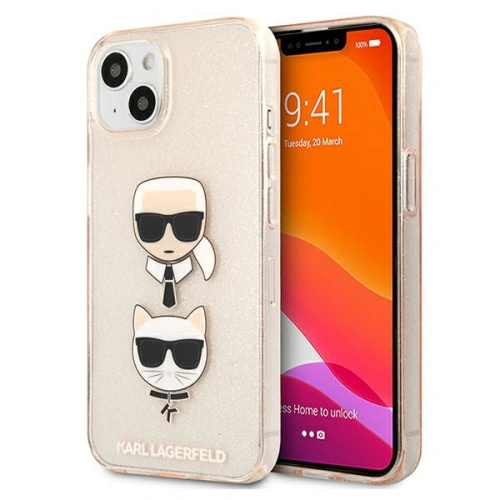 Kup Case Karl Lagerfeld KLHCP13SKCTUGLGO Apple iPhone 13 mini gold/hartschale Glitter Karl`s & Choupette - KLD726GLD - {ean13} - Sklep Home Screen