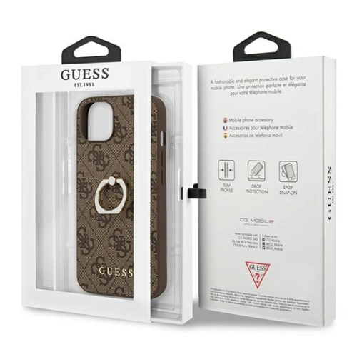 Kup Etui Guess GUHCP13S4GMRBR Apple iPhone 13 mini brązowy/brown hardcase 4G with ring stand - GUE1375BR - {ean13} - Sklep Home Screen