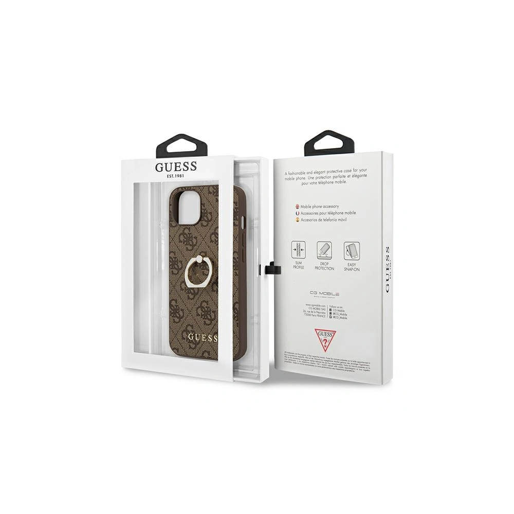 Etui Guess GUHCP13S4GMRBR Apple iPhone 13 mini brązowy/brown hardcase 4G with ring stand