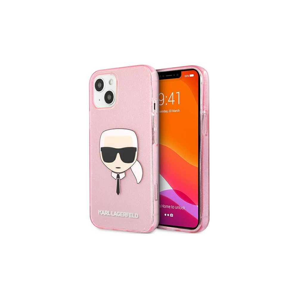 Etui Karl Lagerfeld KLHCP13SKHTUGLP Apple iPhone 13 mini różowy/pink hardcase Glitter Karl`s Head