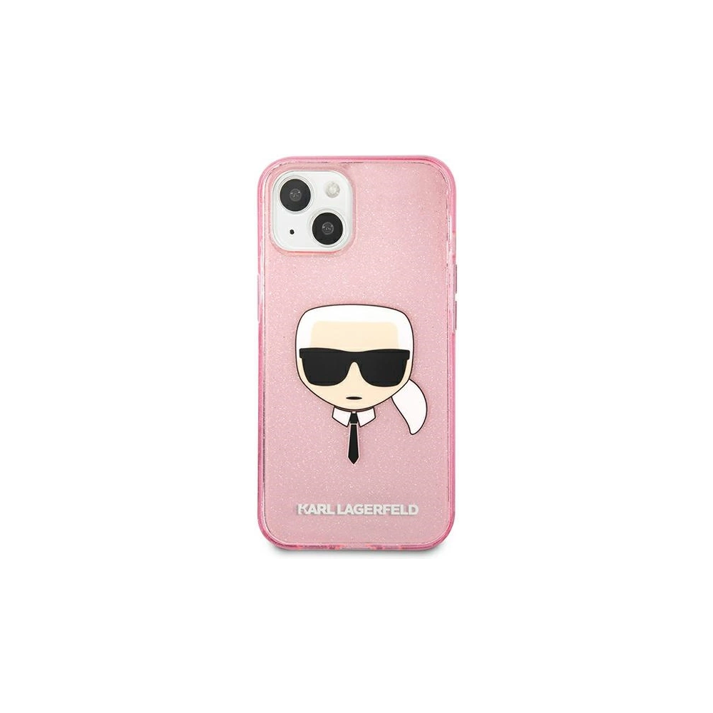 Etui Karl Lagerfeld KLHCP13SKHTUGLP Apple iPhone 13 mini różowy/pink hardcase Glitter Karl`s Head