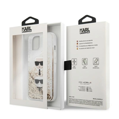 Buy Karl Lagerfeld KLHCP13SKICGLD Apple iPhone 13 mini gold hardcase Liquid Glitter Karl&Choupette Head - KLD730GLD - {ean13} - Home Screen Store Europe