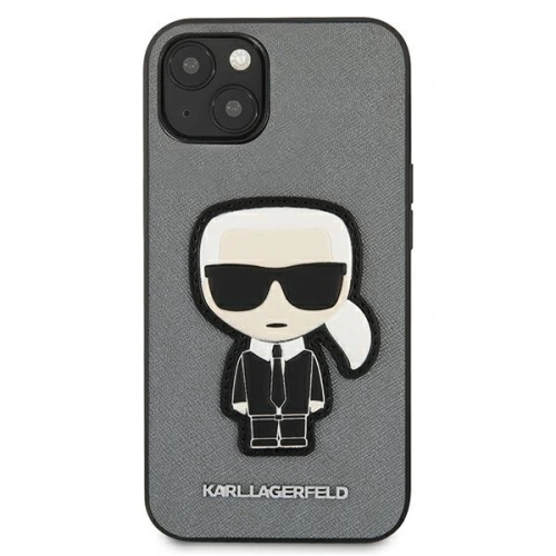 Kup Etui Karl Lagerfeld KLHCP13SOKPG Apple iPhone 13 mini argintiu/silver hardcase Saffiano Ikonik Patch-ul lui Karl - KLD731SLV - {ean13} - Sklep Home Screen