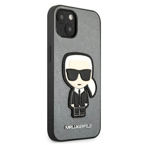 Kup Etui Karl Lagerfeld KLHCP13SOKPG Apple iPhone 13 mini argintiu/silver hardcase Saffiano Ikonik Patch-ul lui Karl - KLD731SLV - {ean13} - Sklep Home Screen