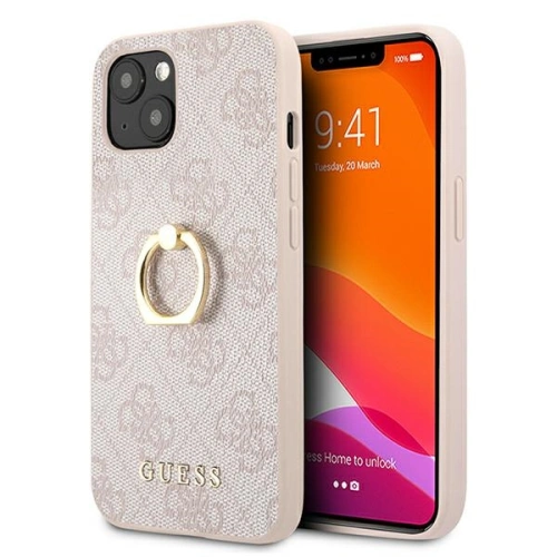Buy Guess GUHCP13S4GMRPI Apple iPhone 13 mini pink hardcase 4G with ring stand - GUE1377PNK - {ean13} - Home Screen Store Europe
