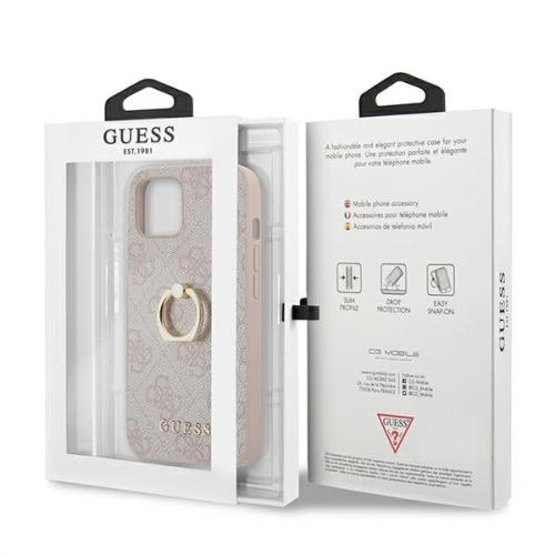 Buy Guess GUHCP13S4GMRPI Apple iPhone 13 mini pink hardcase 4G with ring stand - GUE1377PNK - {ean13} - Home Screen Store Europe