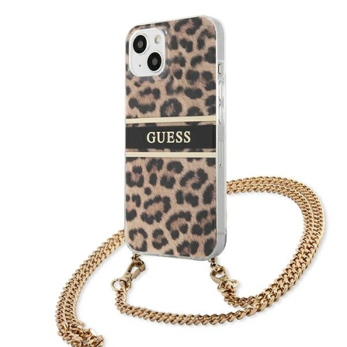 Kup Case Guess GUHCP13SKBCLE Apple iPhone 13 mini Leopard Hardcase Gold Strap - GUE1378 - {ean13} - Sklep Home Screen