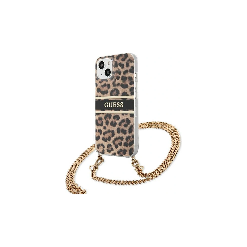 Etui Guess GUHCP13SKBCLE Apple iPhone 13 mini Leopard hardcase Gold Strap