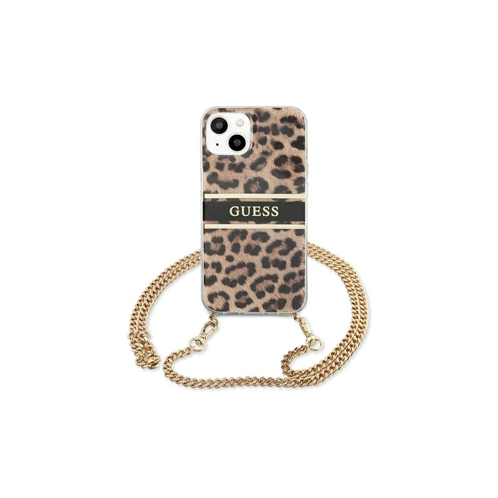 Etui Guess GUHCP13SKBCLE Apple iPhone 13 mini Leopard hardcase Gold Strap