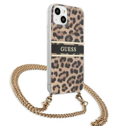 Kup Case Guess GUHCP13SKBCLE Apple iPhone 13 mini Leopard Hardcase Gold Strap - GUE1378 - {ean13} - Sklep Home Screen