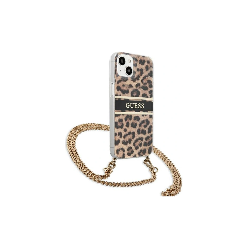 Etui Guess GUHCP13SKBCLE Apple iPhone 13 mini Leopard hardcase Gold Strap