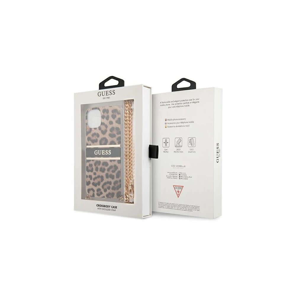 Etui Guess GUHCP13SKBCLE Apple iPhone 13 mini Leopard hardcase Gold Strap