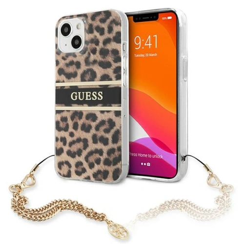 Kup Etui Guess GUHCP13SKBSLEO Apple iPhone 13 mini Leopard hardcase Lant de Aur - GUE1379 - {ean13} - Sklep Home Screen