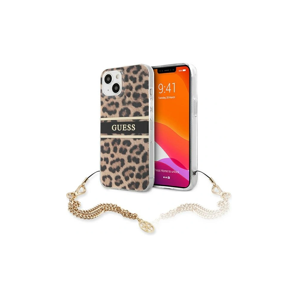 Etui Guess GUHCP13SKBSLEO Apple iPhone 13 mini Leopard hardcase Gold Chain