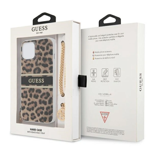 Kup Etui Guess GUHCP13SKBSLEO Apple iPhone 13 mini Leopard hardcase Lant de Aur - GUE1379 - {ean13} - Sklep Home Screen