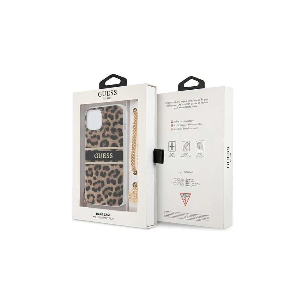 Etui Guess GUHCP13SKBSLEO Apple iPhone 13 mini Leopard hardcase Gold Chain
