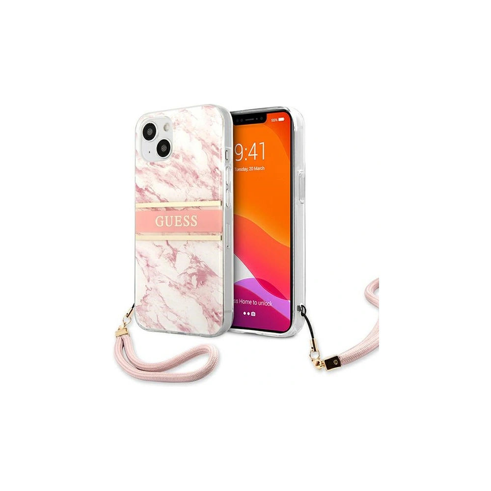 Etui Guess GUHCP13SKMABPI Apple iPhone 13 mini różowy/pink hardcase Marble Strap Collection