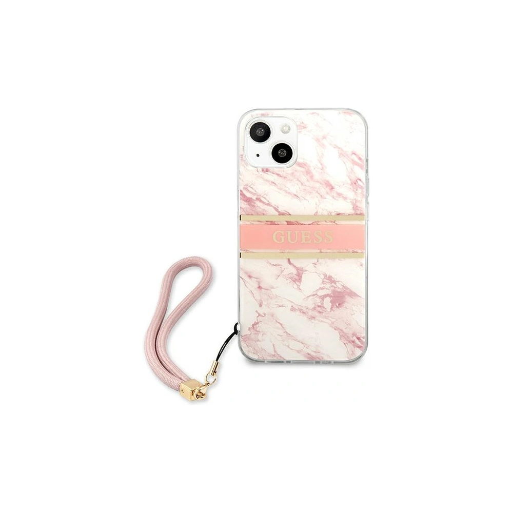 Etui Guess GUHCP13SKMABPI Apple iPhone 13 mini różowy/pink hardcase Marble Strap Collection