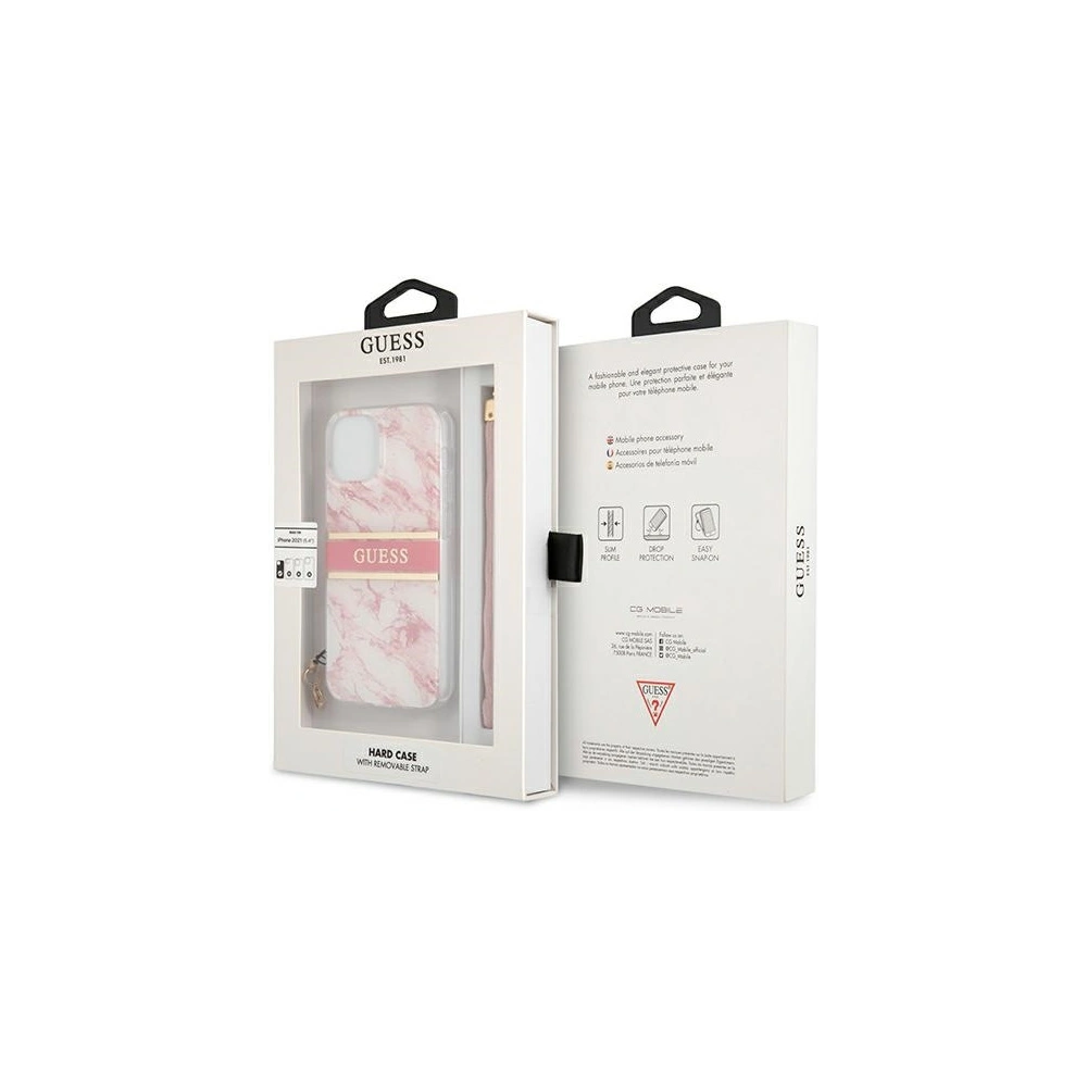 Etui Guess GUHCP13SKMABPI Apple iPhone 13 mini różowy/pink hardcase Marble Strap Collection