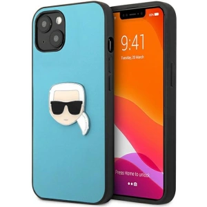 Kup Etui Karl Lagerfeld KLHCP13SPKMB Apple iPhone 13 mini modrý/blue hardcase Kožené Ikonik Karl`s Head Metal - KLD732BLU - {ean13} - Sklep Home Screen