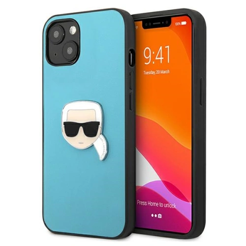 Kup Case Karl Lagerfeld KLHCP13SPKMB Apple iPhone 13 mini blau/hardcase Leder Ikonik Karls Kopf Metall - KLD732BLU - {ean13} - Sklep Home Screen